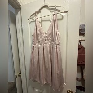 Free People Cutout Mini Dress | Satin Effect | Light Pink